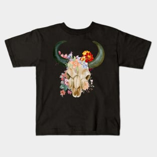 Skull and flowers Kids T-Shirt